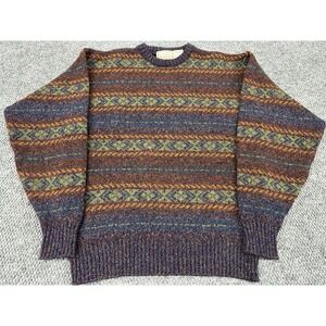 Vintage Christopher Hayes Men's Large 100% Shetland Wool Knit Sweater Fair Isle